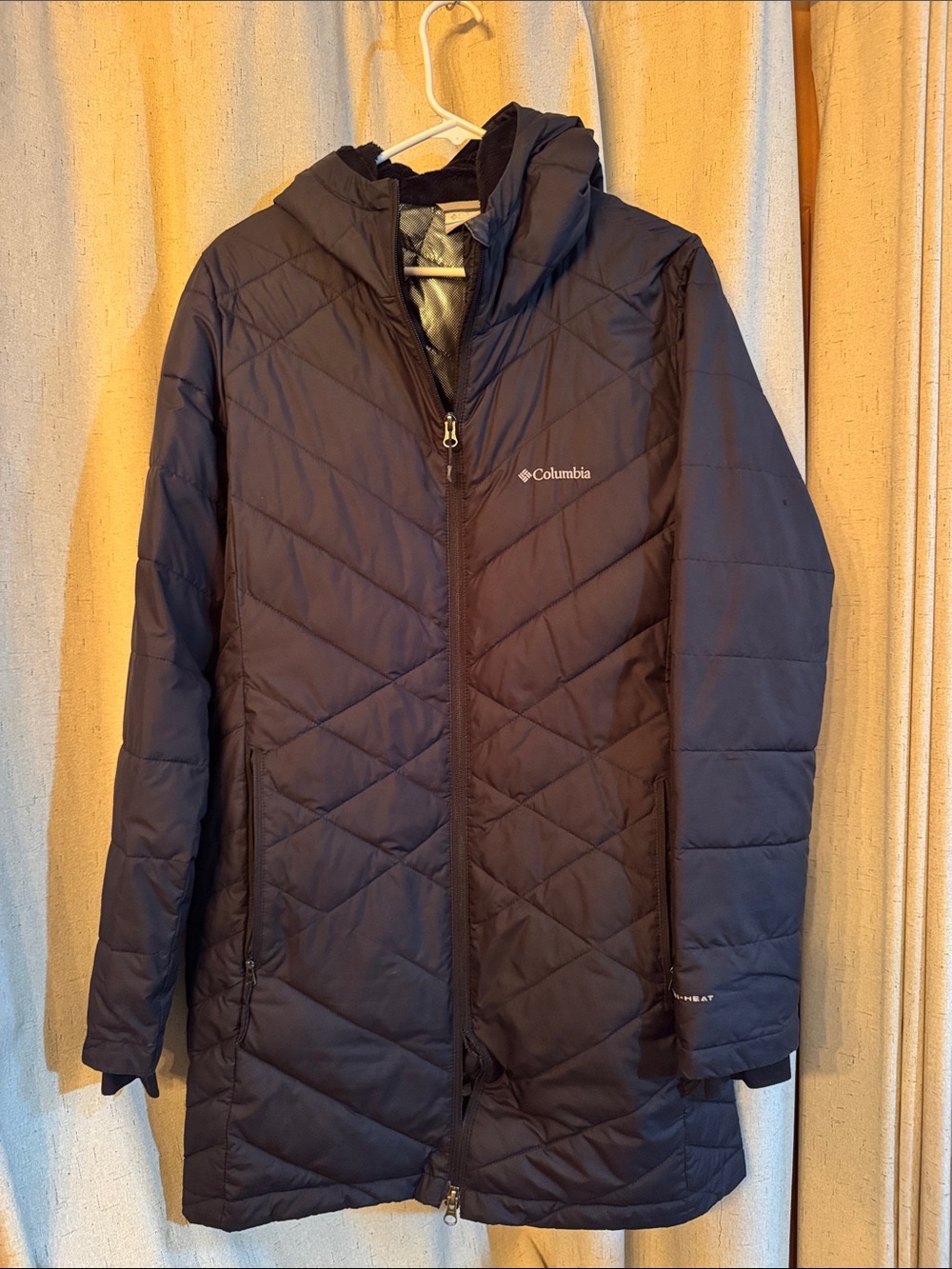 Columbia Women's Black Hooded Quilted Long Puffer Coat FLAWED